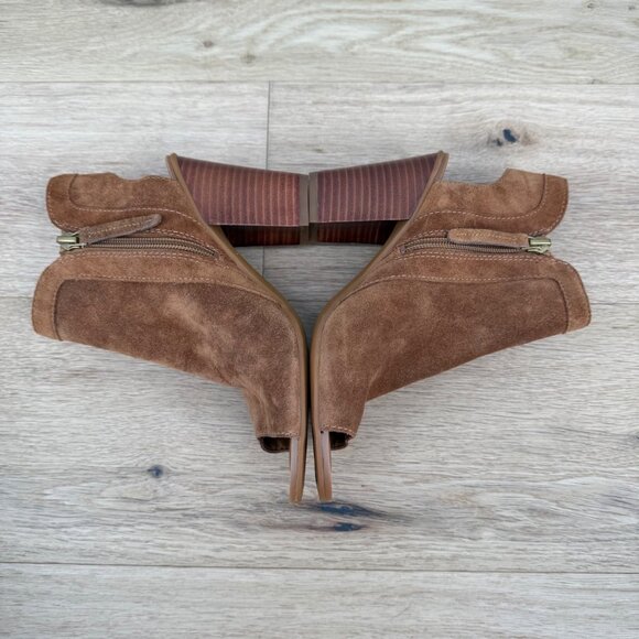 Franco Sarto Womens Sylvania Suede Leather Open Toe Heeled Booties Size 5.5 Boho - Picture 3 of 13
